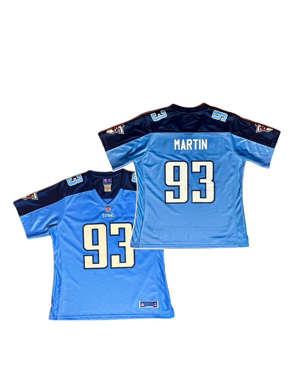 NFL Tennessee Titans #93 Large Jersey in Light Blue and Navy - Martin